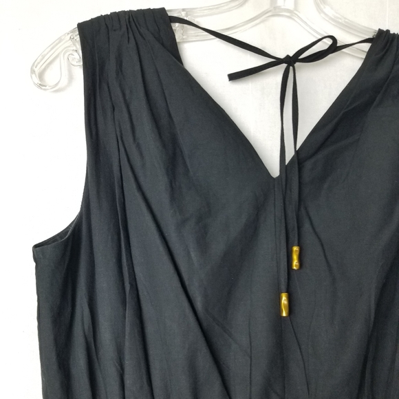 Donna Karan Black Cotton Embroidered Eyelet Hem Sleeveless A-line Dress Size 2 - Picture 14 of 16